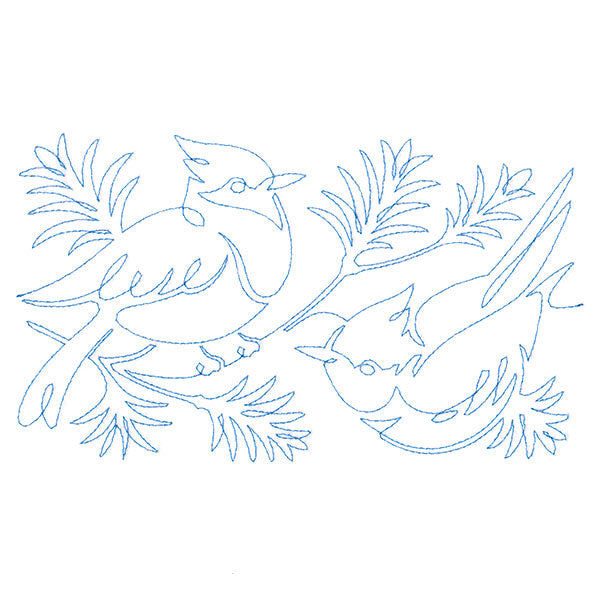 Spiraling Winter Blue Jays (Edge-to-Edge Quilting)