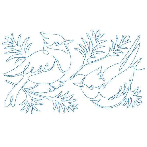 Spiraling Winter Blue Jays (Edge-to-Edge Quilting)