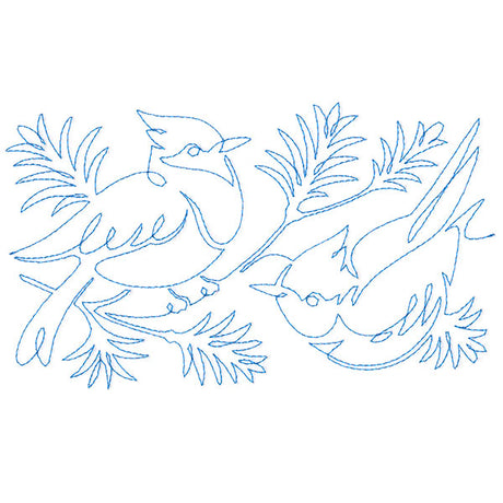 Spiraling Winter Blue Jays (Edge-to-Edge Quilting)