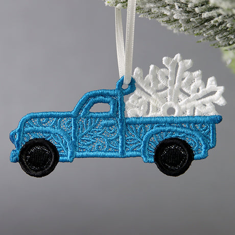 Winter Time Retro Truck Ornament (Lace)