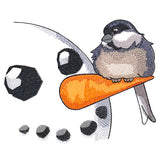 Sweet Peeking Snowman with Chickadee