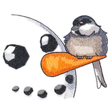 Sweet Peeking Snowman with Chickadee