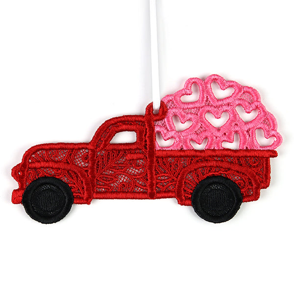 Be My Valentine Retro Truck Ornament (Lace)