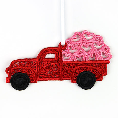 Be My Valentine Retro Truck Ornament (Lace)