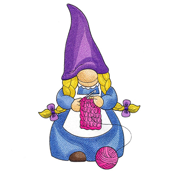 Busy Crocheting Gnome