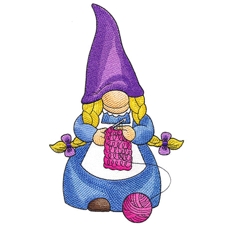 Busy Crocheting Gnome