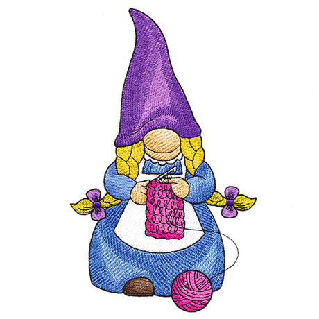 Busy Crocheting Gnome