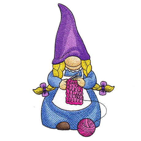 Busy Crocheting Gnome