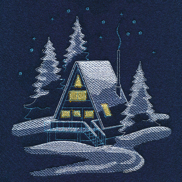Frosted Cabin Scene