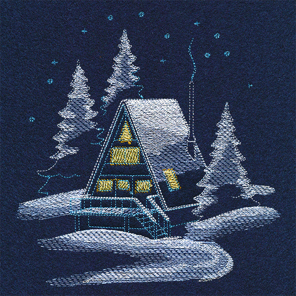 Frosted Cabin Scene