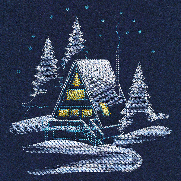 Frosted Cabin Scene