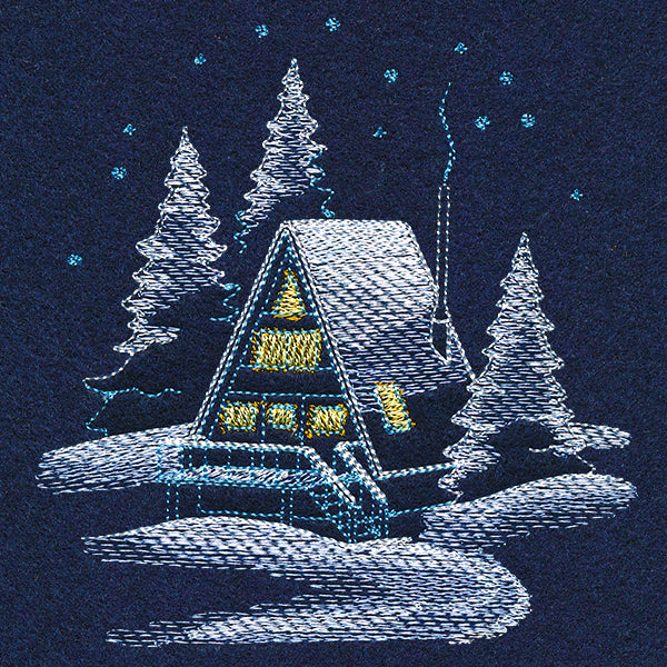 Frosted Cabin Scene
