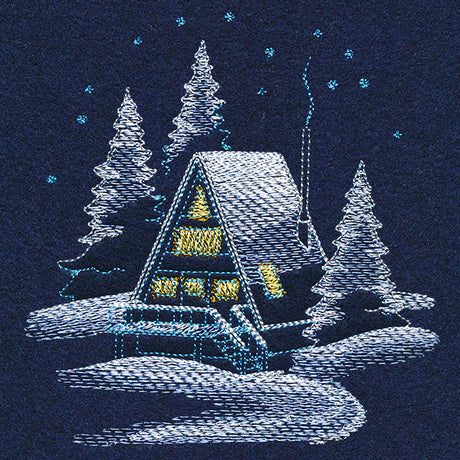 Frosted Cabin Scene