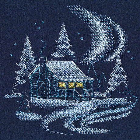 Frosted Log Cabin Scene