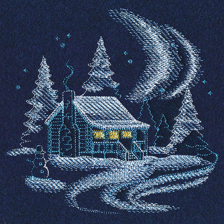 Frosted Log Cabin Scene