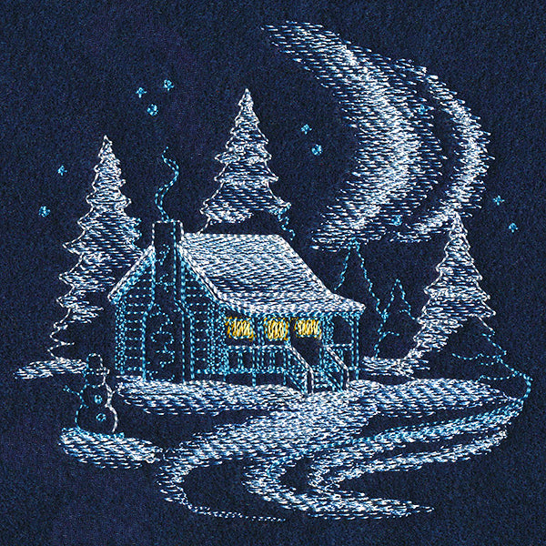 Frosted Log Cabin Scene