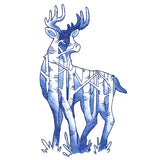 Birch Forest Deer Scene