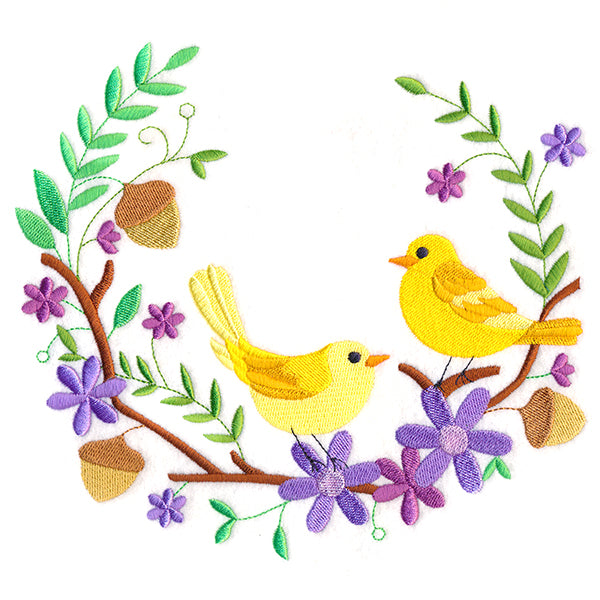 Springtime Birdies Wreath – Embroidery Library