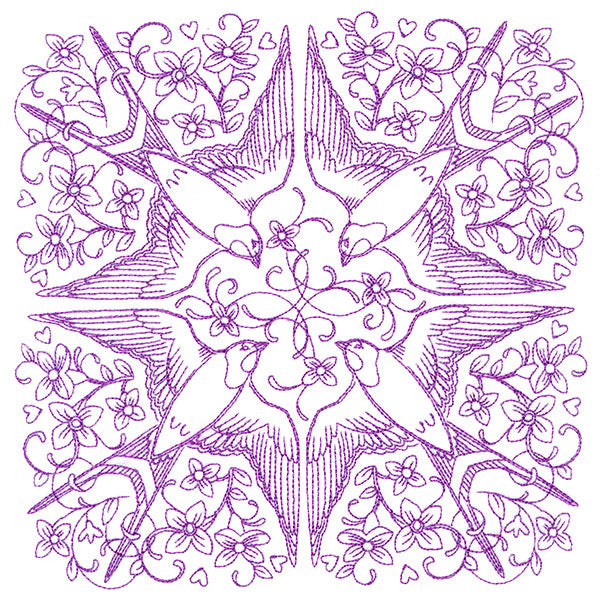 Sweet Swallow Kaleidoscope Square