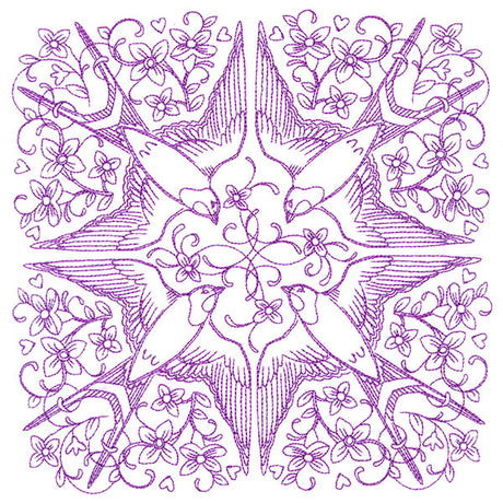 Sweet Swallow Kaleidoscope Square