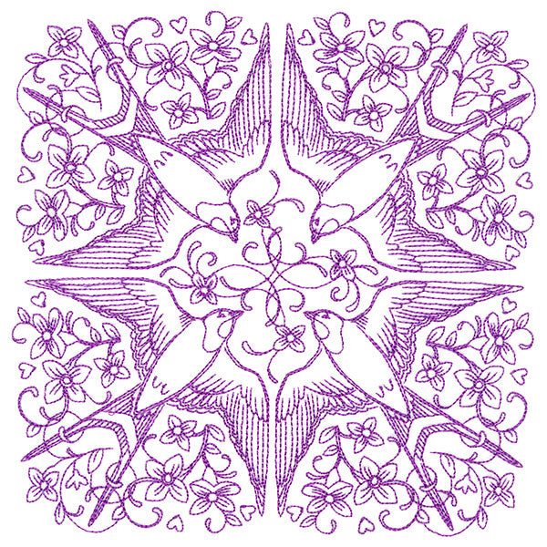 Sweet Swallow Kaleidoscope Square