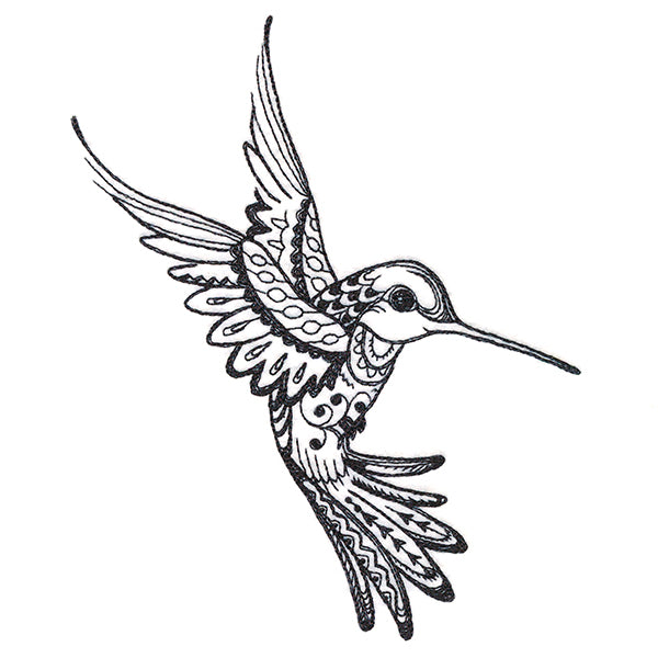 Doodle Treasures - Hummingbird (Blackwork) – Embroidery Library