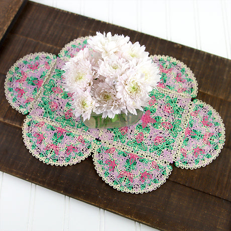 Spring Floral Granny Half Circle (Battenburg Lace)
