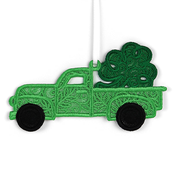 Lucky Shamrock Retro Truck Ornament (Lace)