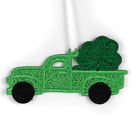 Lucky Shamrock Retro Truck Ornament (Lace)