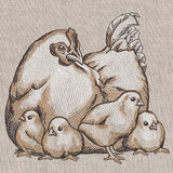 Mother Hen and Chicks Etching