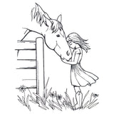 Farm Horse and Girl Friendship Scene