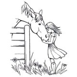 Farm Horse and Girl Friendship Scene