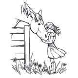 Farm Horse and Girl Friendship Scene