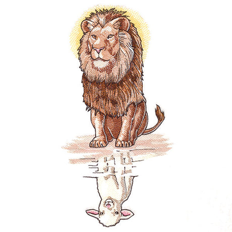 Majestic Lion and Lamb Reflection