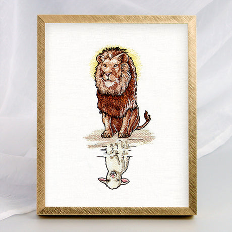 Majestic Lion and Lamb Reflection
