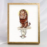 Majestic Lion and Lamb Reflection