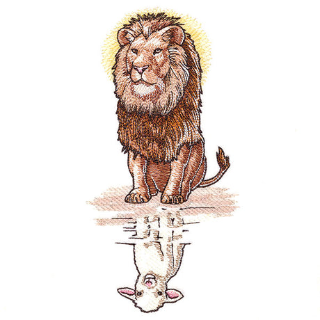Majestic Lion and Lamb Reflection