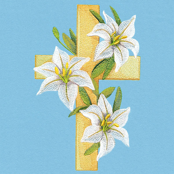 Elegant Lilies and Cross