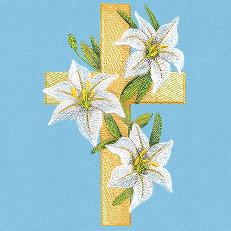 Elegant Lilies and Cross