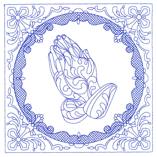 Faithful Stitches - Praying Hands (Trapunto)