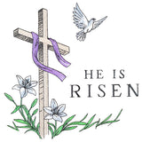 Elegant He is Risen Cross with Dove
