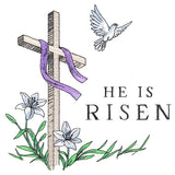 Elegant He is Risen Cross with Dove