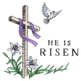 Elegant He is Risen Cross with Dove