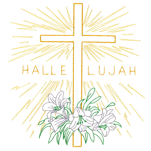 Hallelujah Easter Cross and Lilies