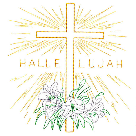 Hallelujah Easter Cross and Lilies
