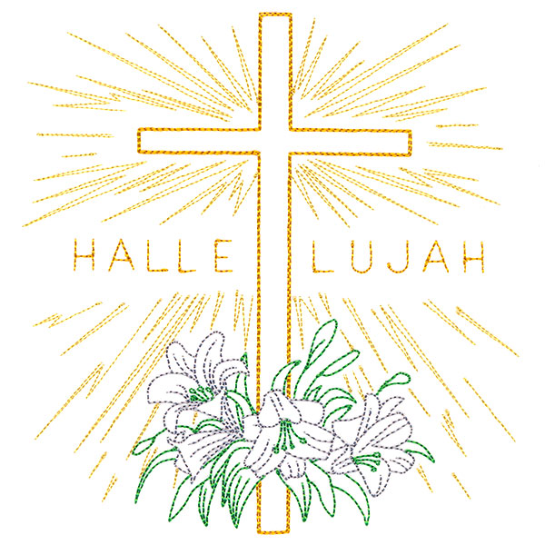 Hallelujah Easter Cross and Lilies
