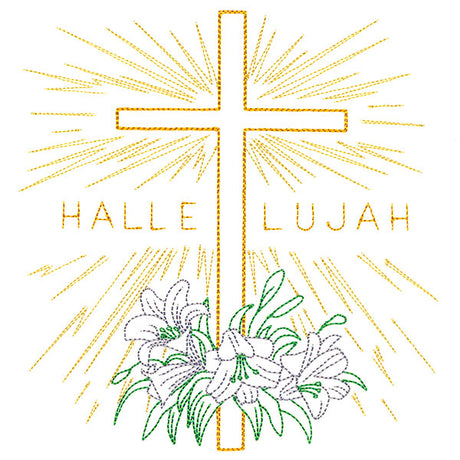 Hallelujah Easter Cross and Lilies