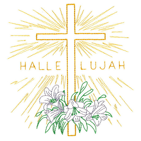 Hallelujah Easter Cross and Lilies