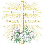 Hallelujah Easter Cross and Lilies