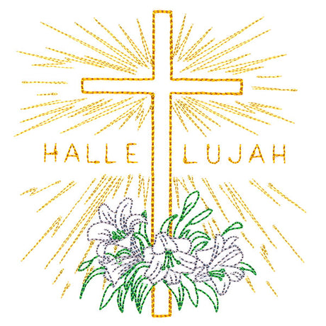 Hallelujah Easter Cross and Lilies
